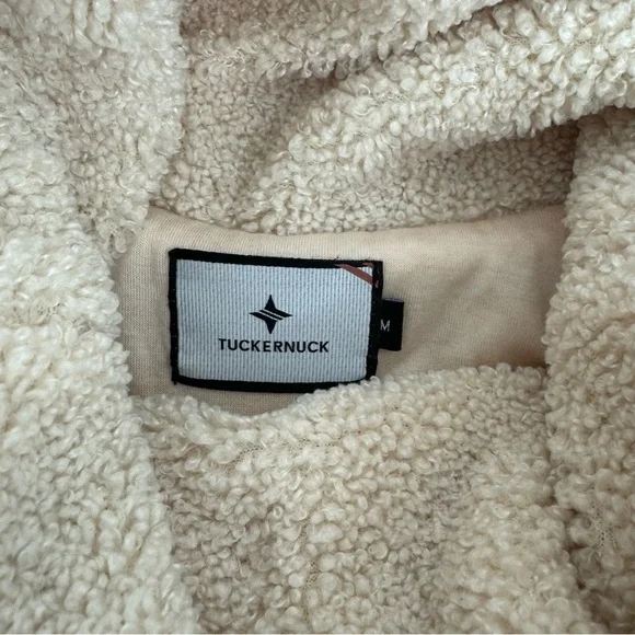Tuckernuck Pullover Sweater Size M Cream Teddy Fleece Rollins Funnel Neck Boxy - Picture 4 of 9